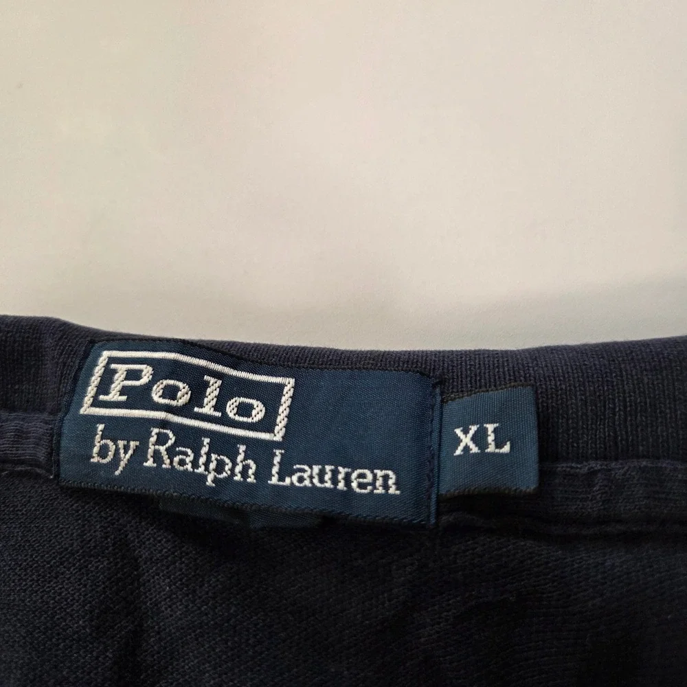 Polo Ralph Lauren Mens XL Navy Blue Short Sleeve Pique Polo Yellow Pony Logo
